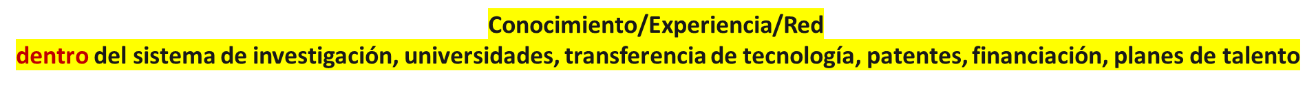 Knowledge/Experience/Network within research system, universities, technology transfer, patents, financing, talent plans